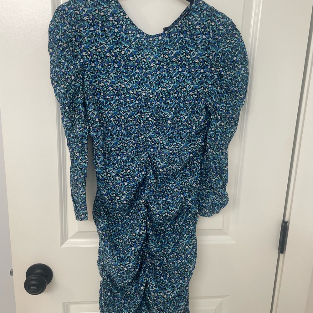 Floral Blue Long Sleeve Dress